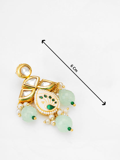 Traditional Gold-Plated Meenakari Floral Choker Set with Mint Green Drops