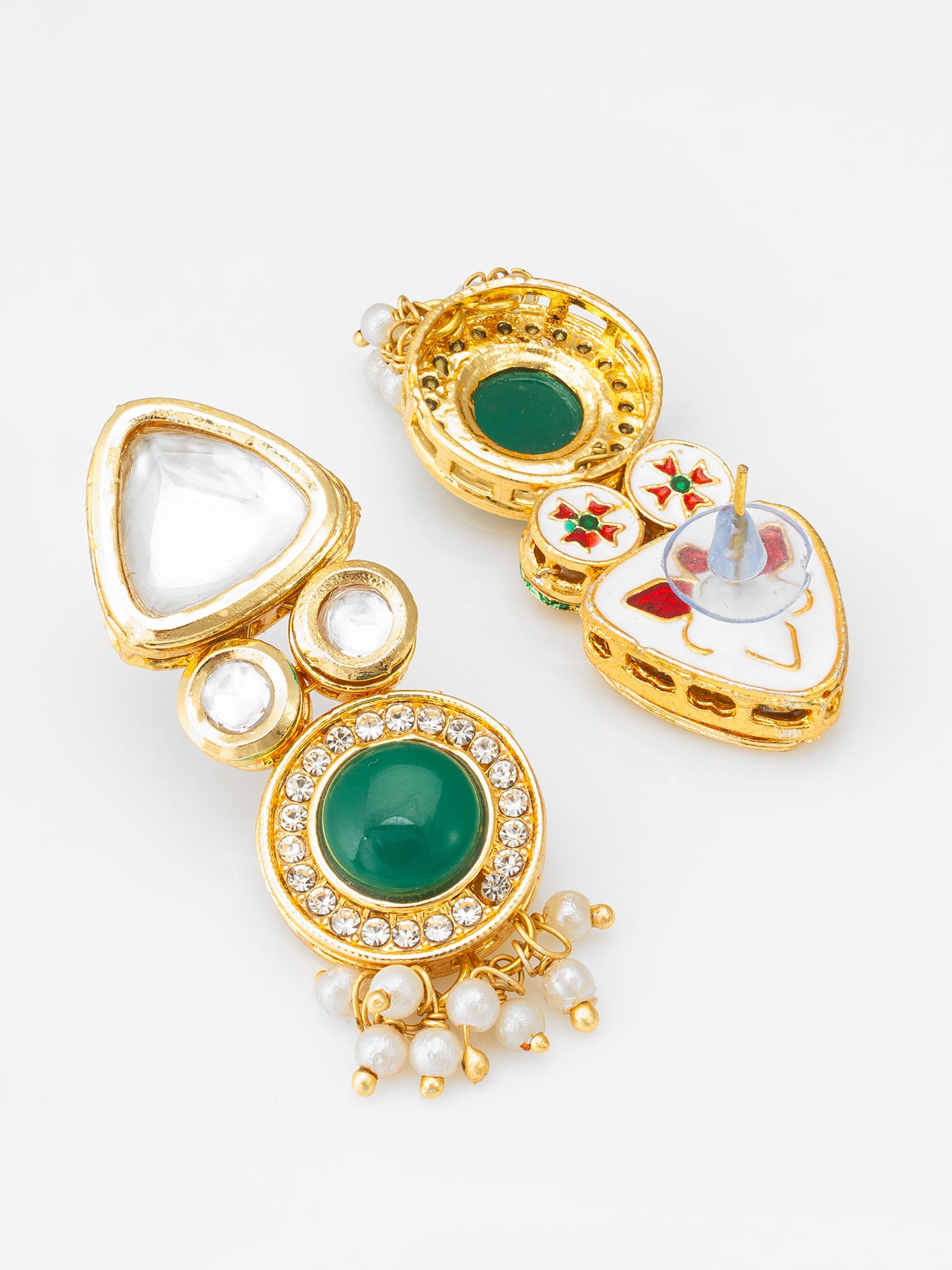 Aadita Elegant Green Stone Kundan Choker Set with Pearls