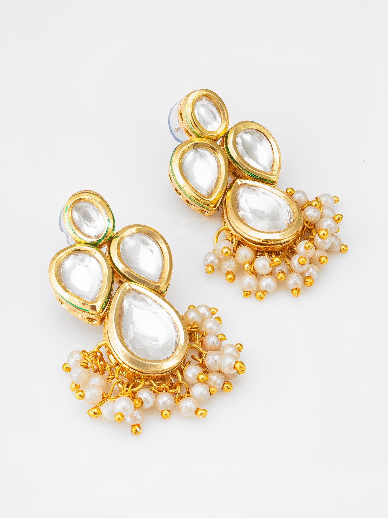 Aadita Gold Plated Kundan Paisley Motif Choker Necklace Set with Pearls
