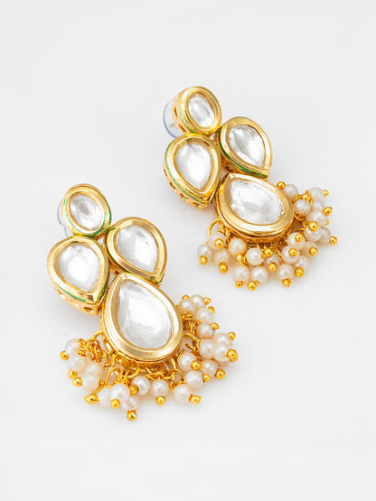 Aadita Gold Plated Kundan Paisley Motif Choker Necklace Set with Pearls