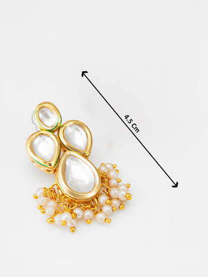 Aadita Gold Plated Kundan Paisley Motif Choker Necklace Set with Pearls