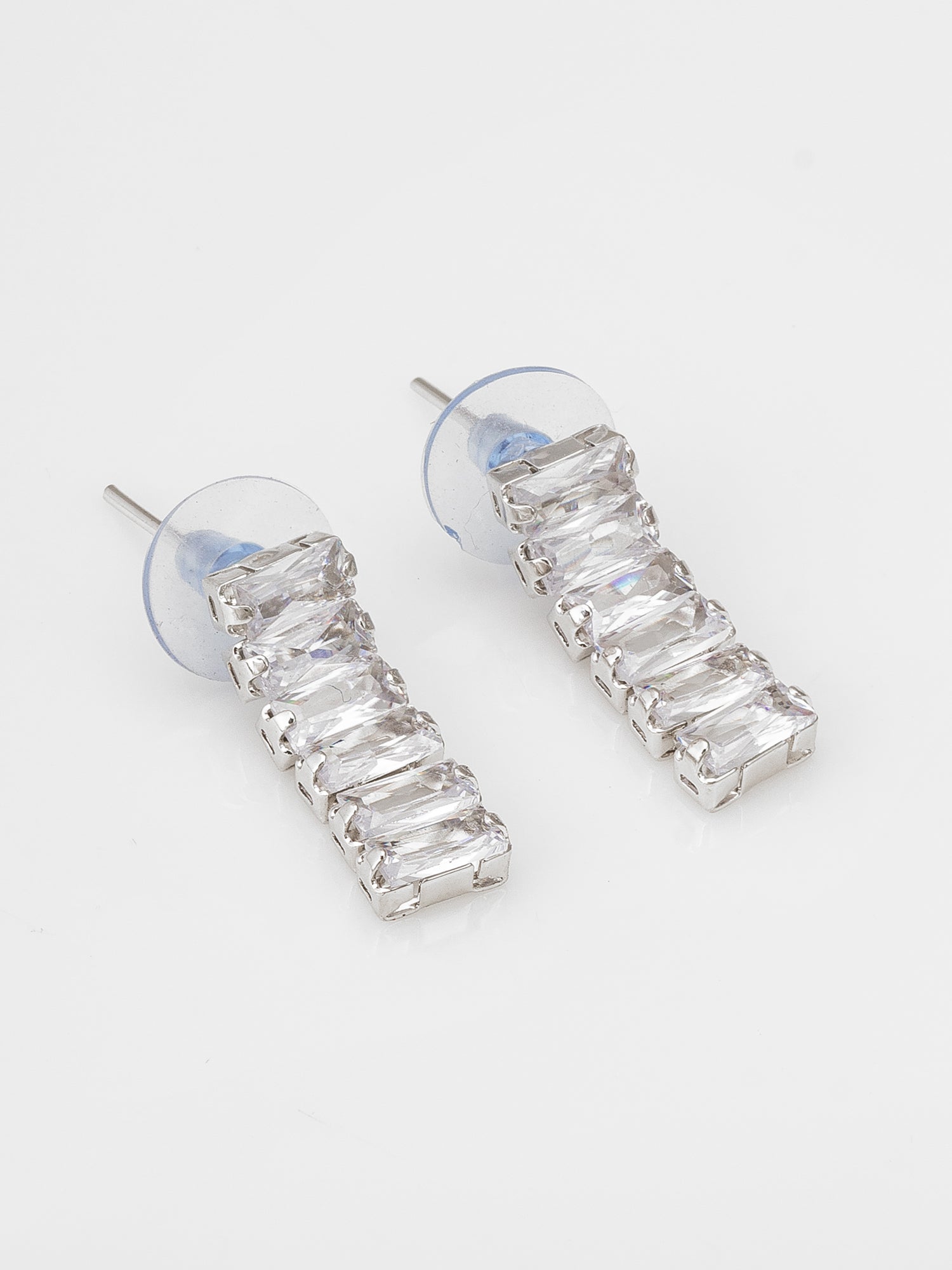 Aadita Silver Plated Single Row Baguette AD Choker Set