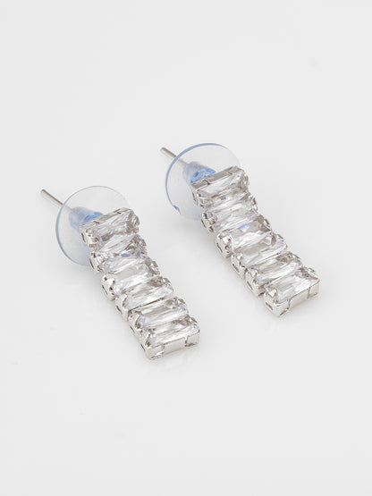 Aadita Silver Plated Single Row Baguette AD Choker Set