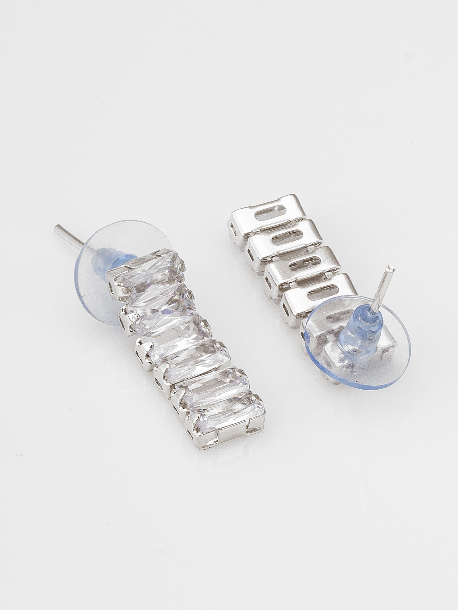 Aadita Silver Plated Single Row Baguette AD Choker Set