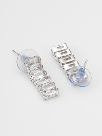 Aadita Silver Plated Single Row Baguette AD Choker Set