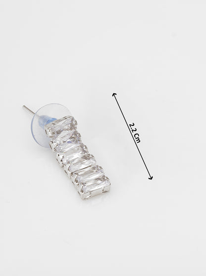 Aadita Silver Plated Single Row Baguette AD Choker Set