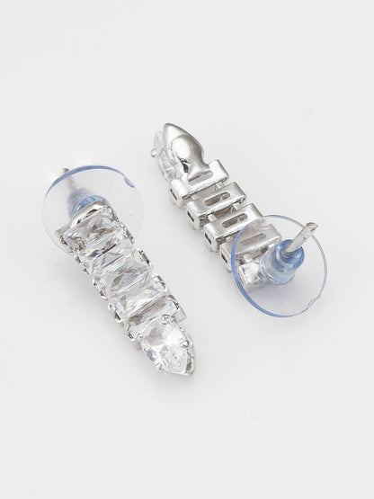 Aadita Silver Toned Baguette AD Stone Studded Choker Necklace Set
