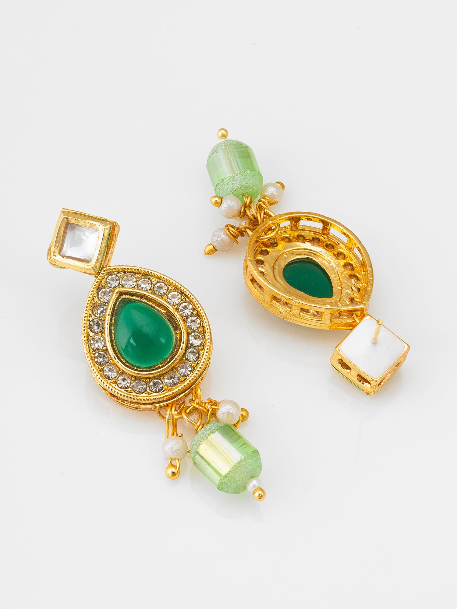 Regal Emerald Green Kundan Studded Gold-Plated Choker Necklace Set with Matching Earrings