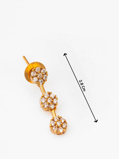 Aadita Gold-Plated AD Stone Floral Cluster Necklace Set with Linear Drop Earrings