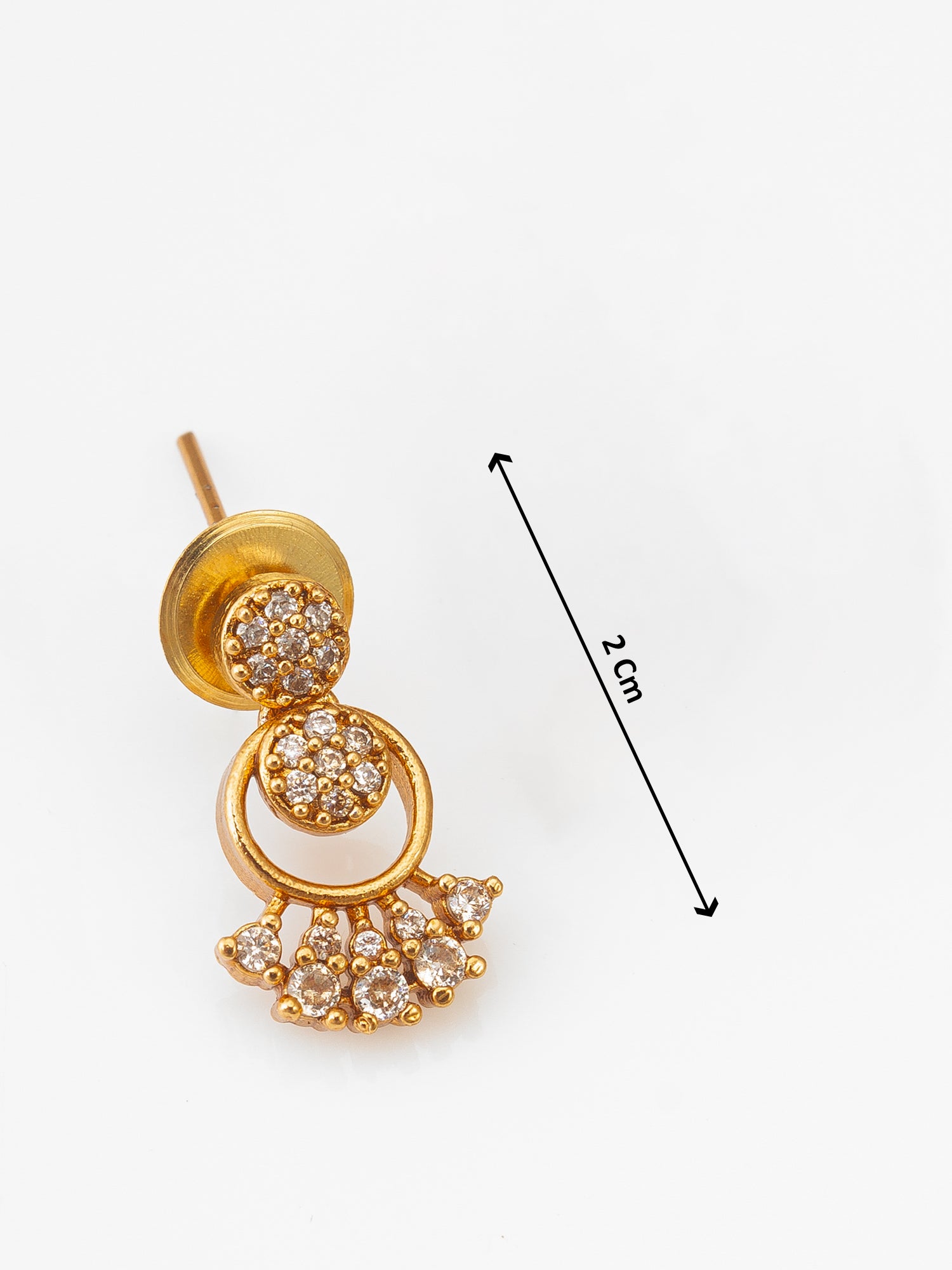 Aadita Gold-Plated AD Stone Necklace Set with Stud Drop Earrings