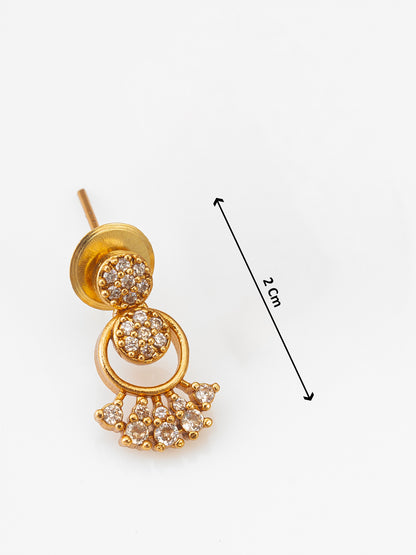 Aadita Gold-Plated AD Stone Necklace Set with Stud Drop Earrings