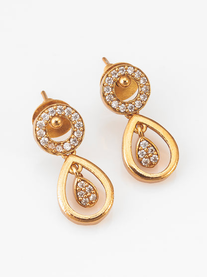 Aadita Gold-Plated AD Stone endant Necklace Set with Drop Earrings