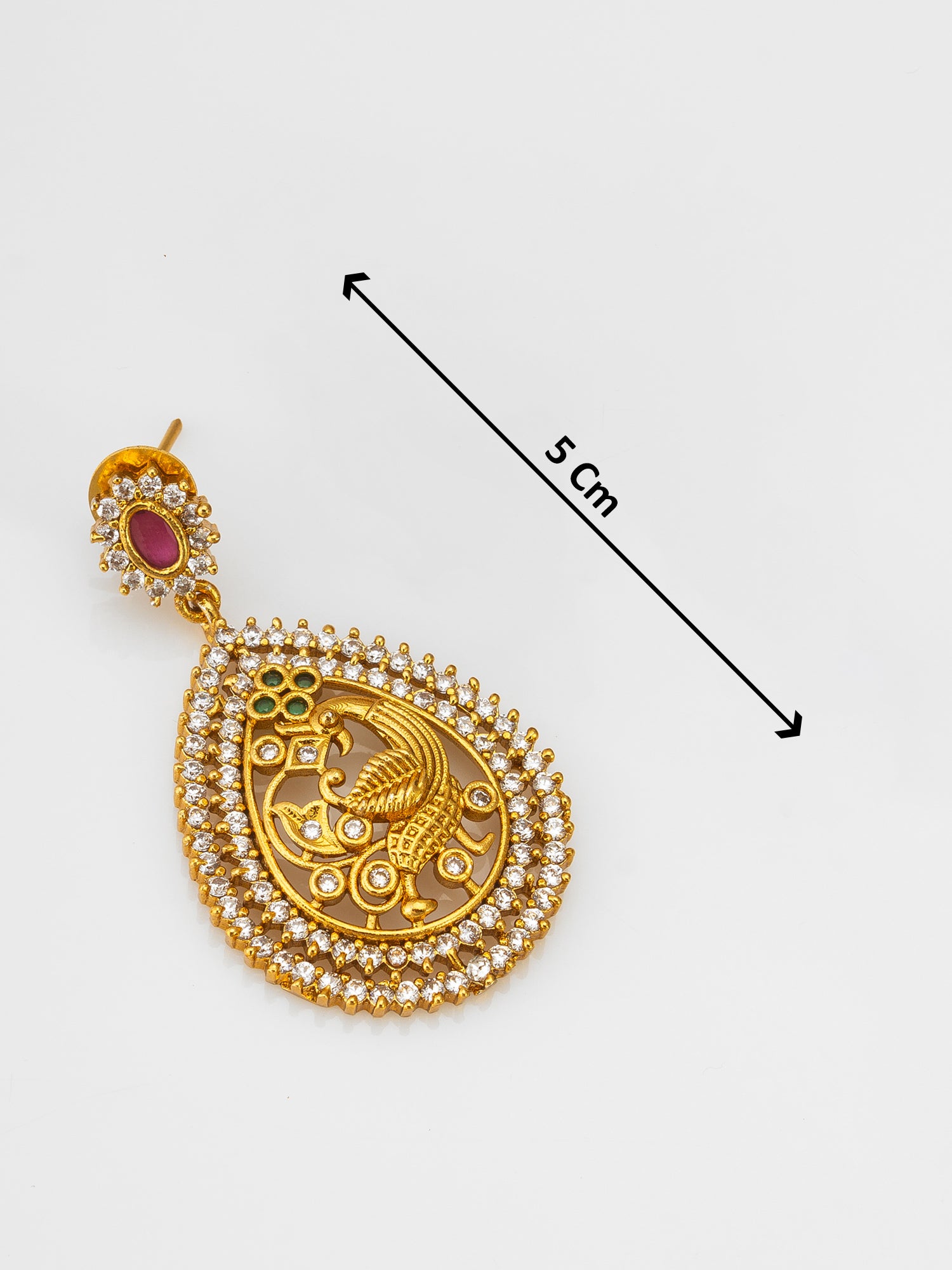 Aadita Temple Peacock AD Necklace Set with Pendant