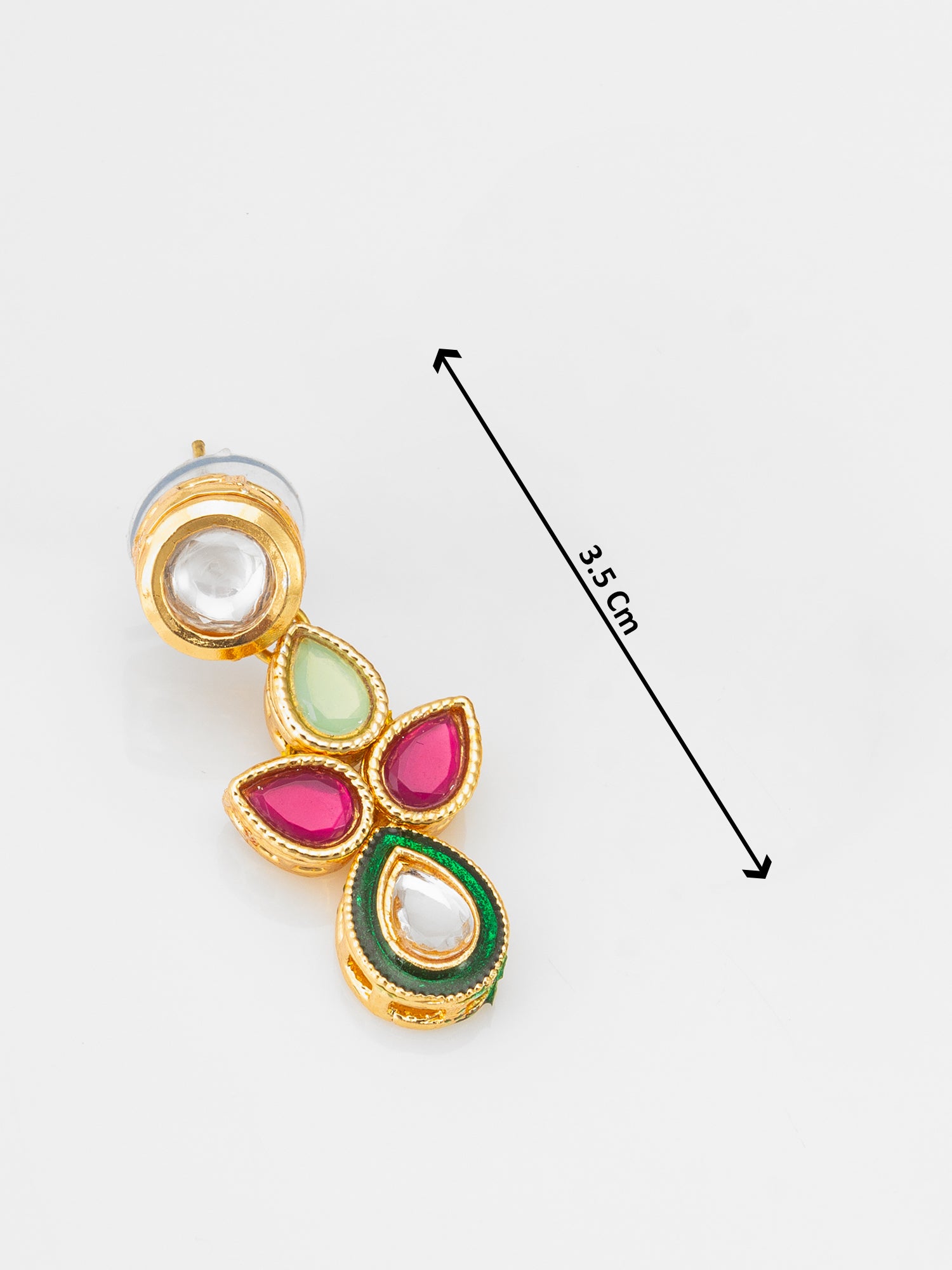 Aadita Gold Plated Teardrop Kundan Necklace with Red and Green Stones