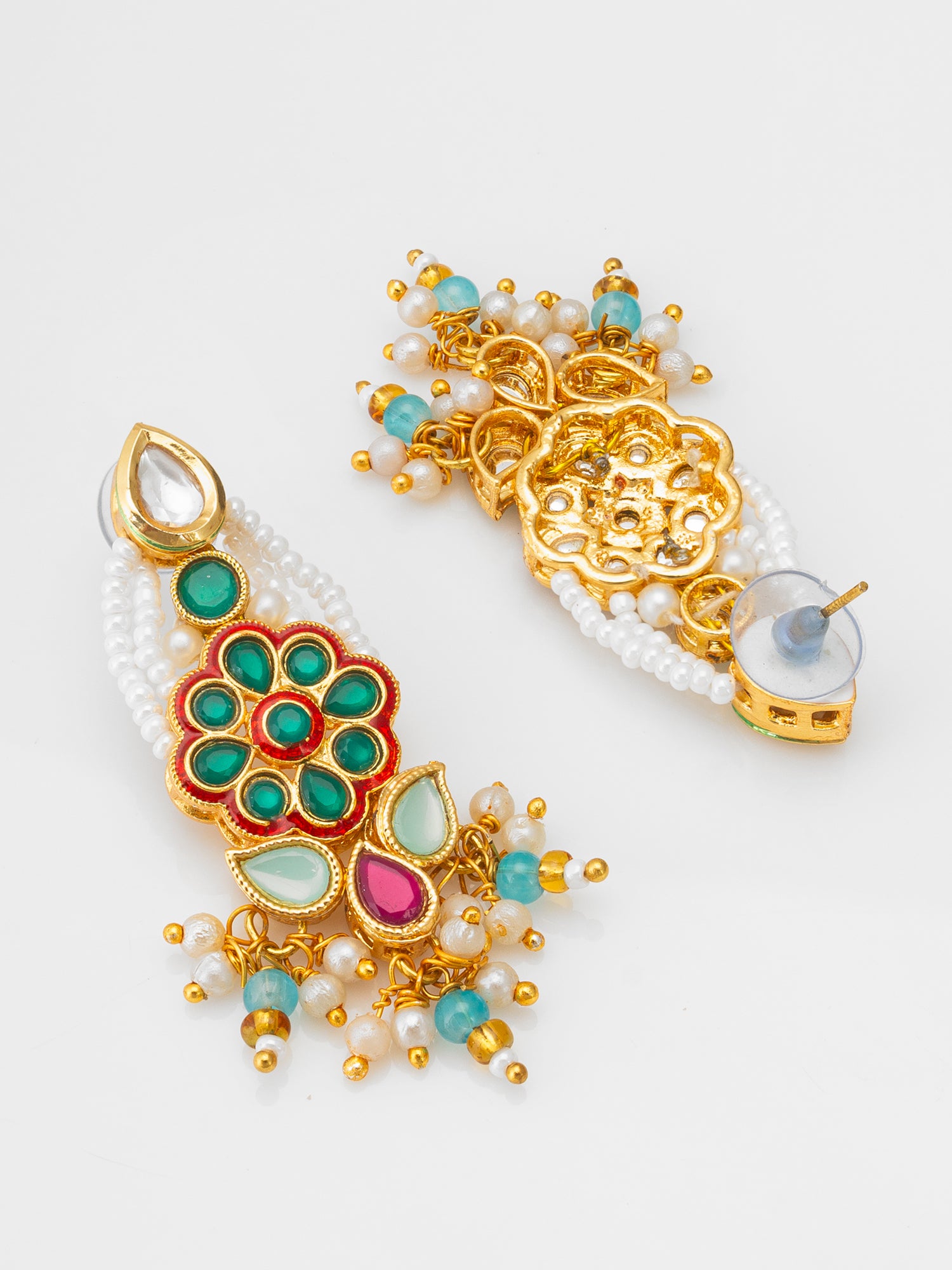 Aadita Multistrand Pearl Choker Set with Multi-Color Kundan Work