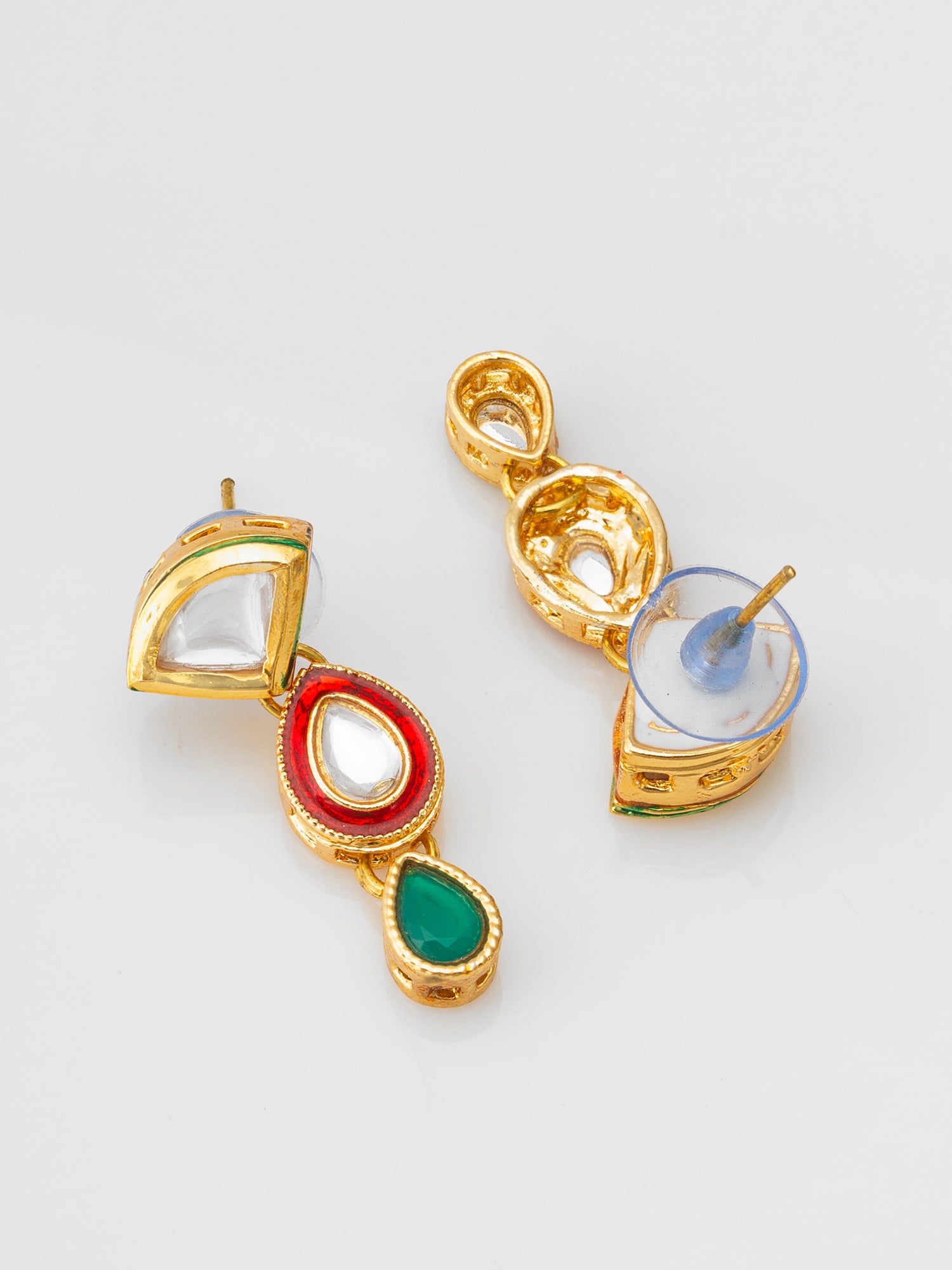 Aadita Pearl Bead Necklace set with Multi-Color Kundan Teardrop Pendants