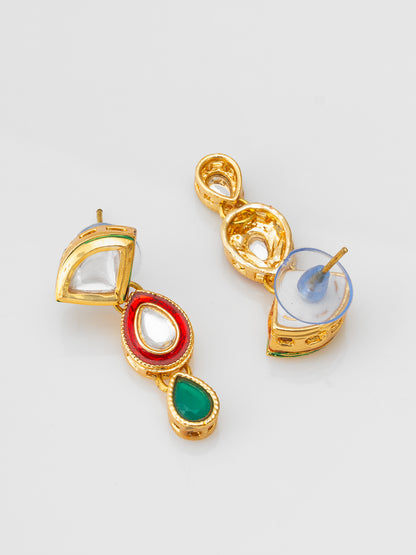 Aadita Pearl Bead Necklace set with Multi-Color Kundan Teardrop Pendants