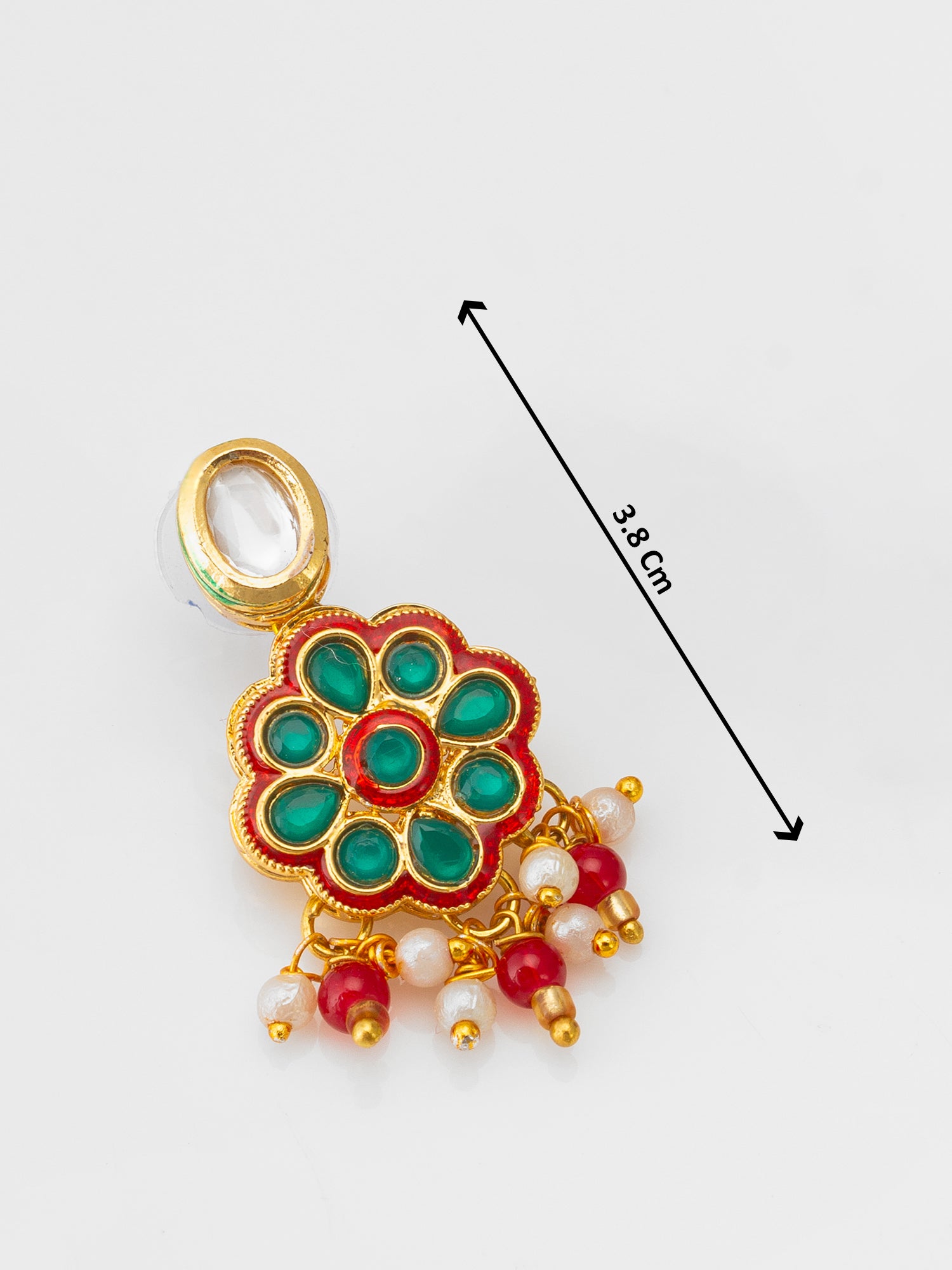 Aadita Ruby Red Bead Choker with Floral Kundan Motif Set
