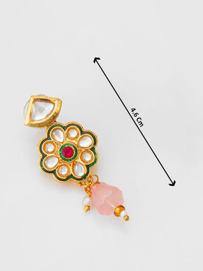 Aadita Magenta Bead Choker with Kundan Floral Design and Peach Accents