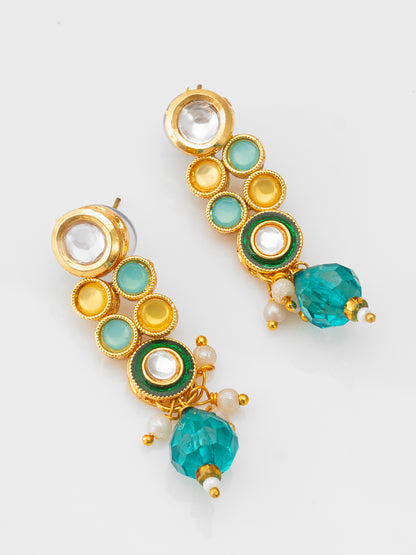 Aadita Traditional Green Kundan Necklace Set for Women with Earrings