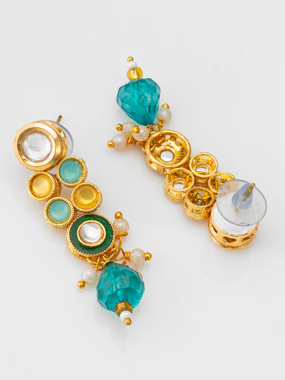 Aadita Traditional Green Kundan Necklace Set for Women with Earrings