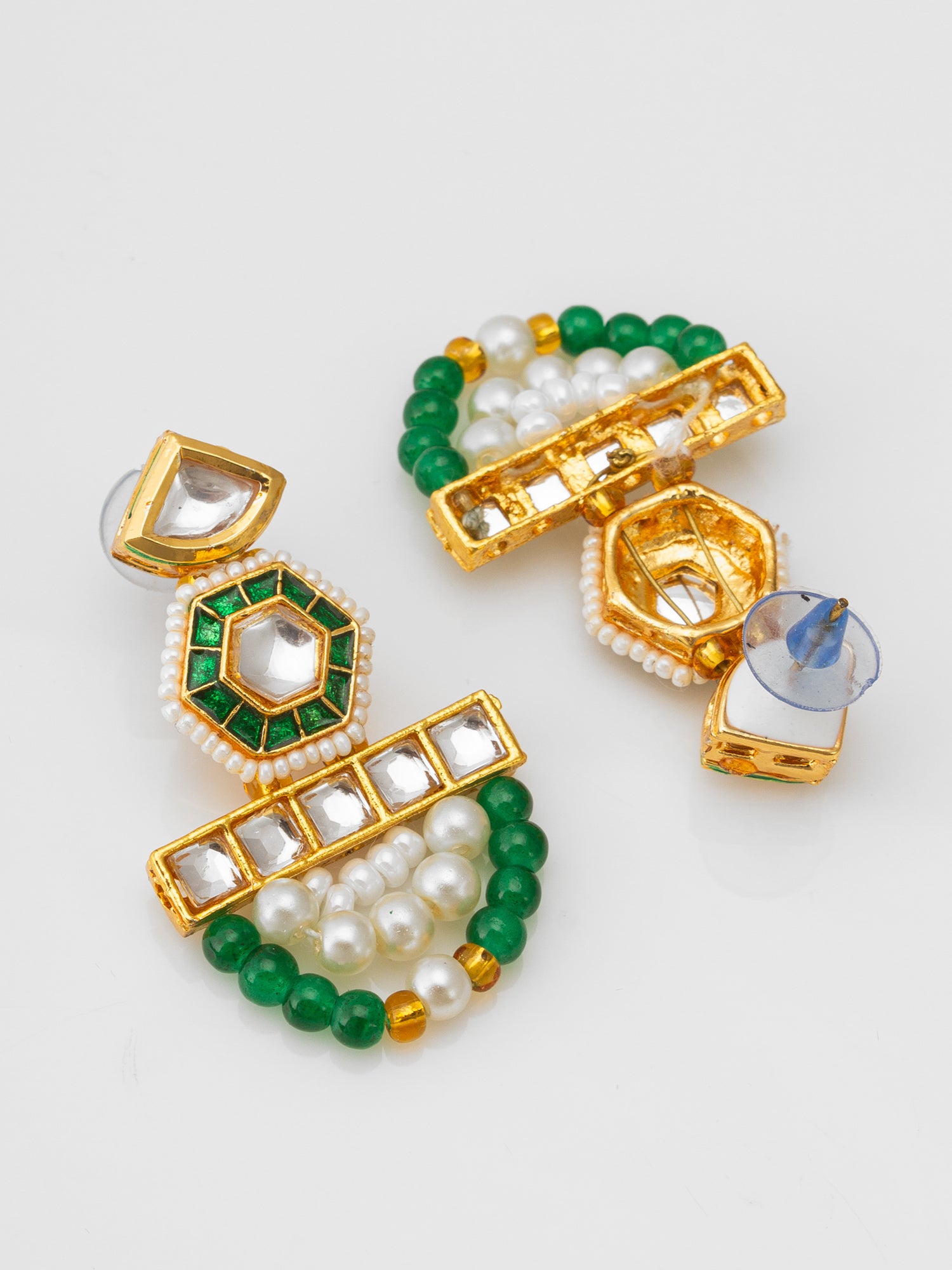 Aadita Premium Kundan Pearl Green Bead Necklace Set