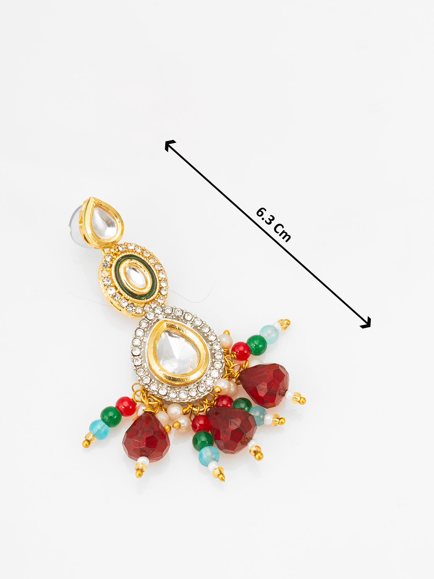 Aadita White Multi-Strand Necklace Set with Floral Pendant and Polki Earrings
