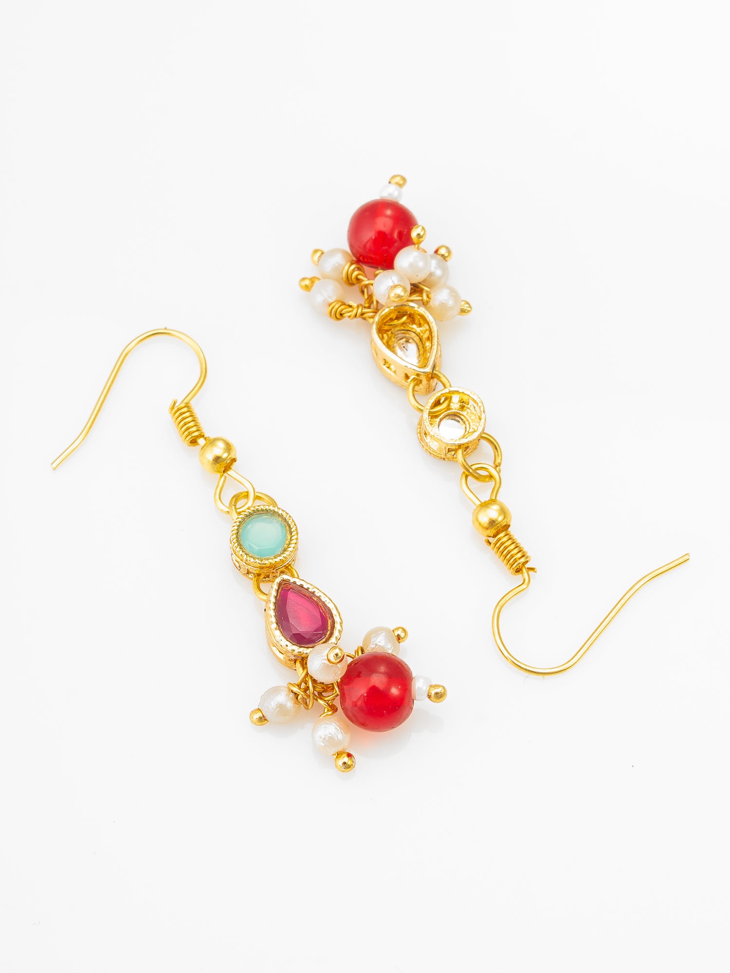 Aadita Gold-Plated Red Beaded Kundan Choker Necklace Set for Women & Girls