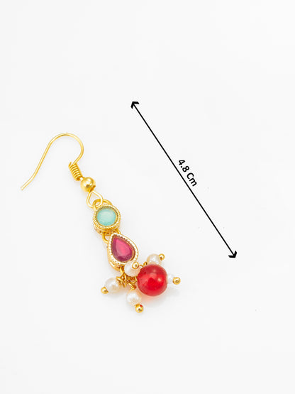 Aadita Gold-Plated Red Beaded Kundan Choker Necklace Set for Women & Girls