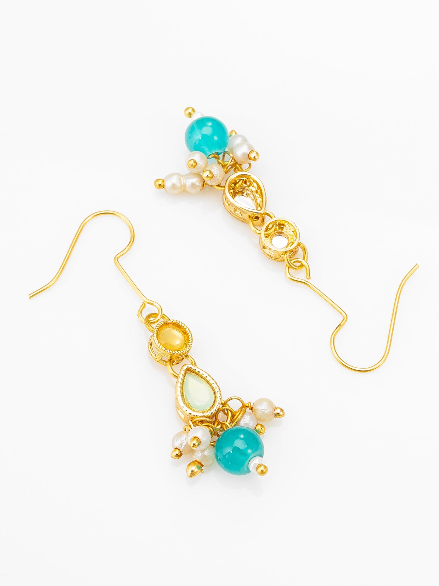 Aadita Gold Plated Green Beaded Kundan Necklace Set for Women and Girls