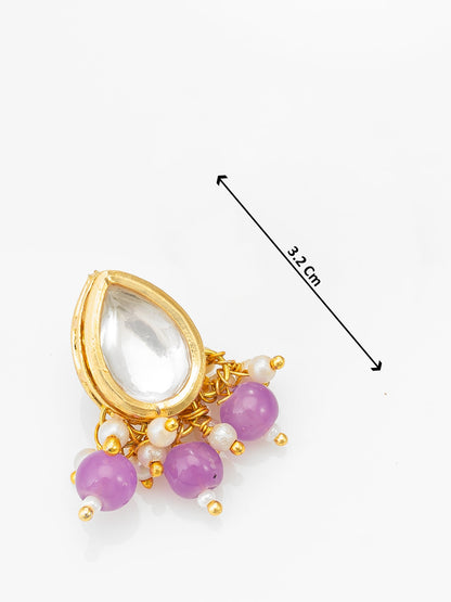 Aadita Gold-Plated Lavender Beads Kundan Choker Necklace Set WNK4711