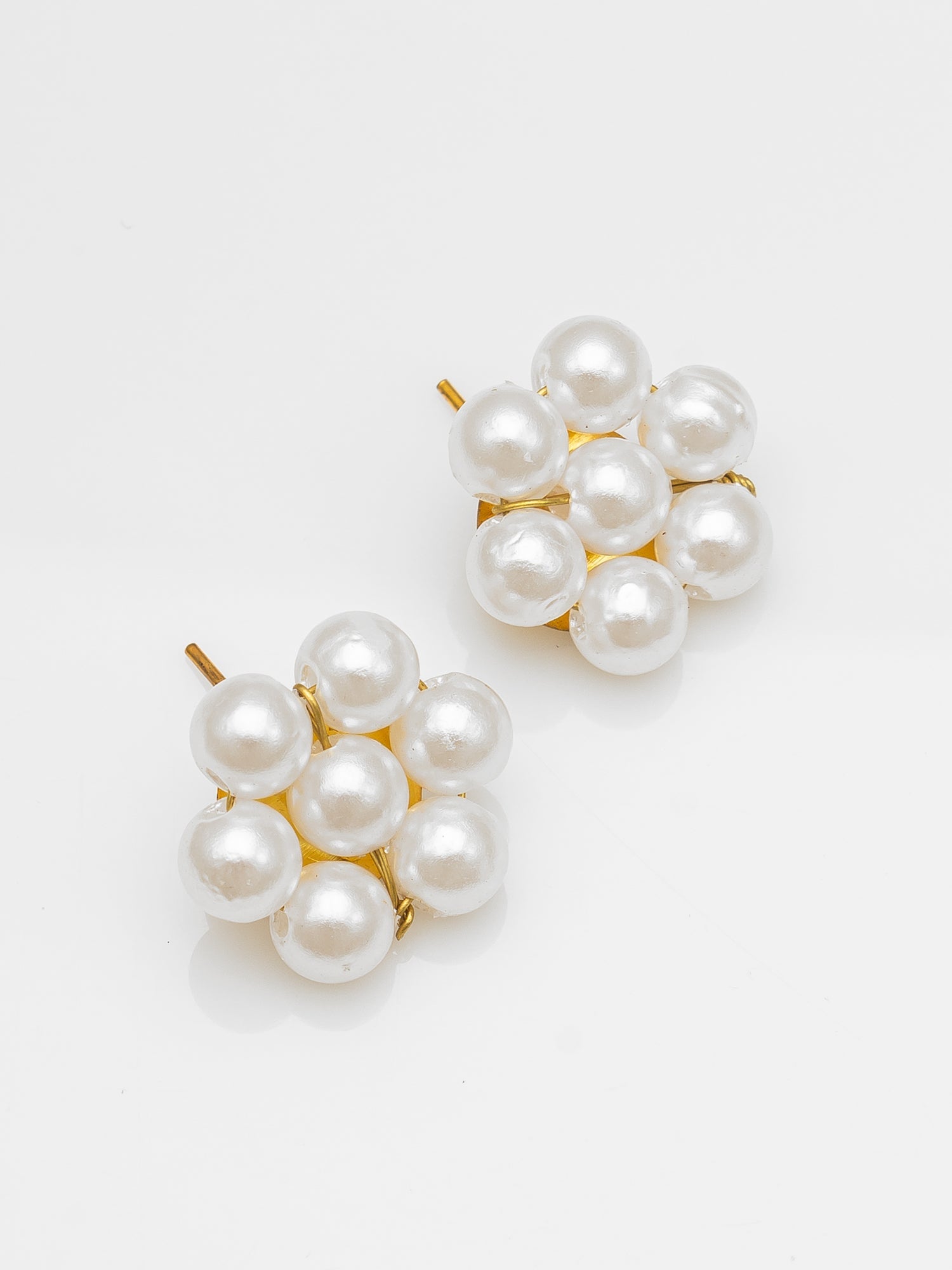 Aadita White & Gold Pearl Beaded Double Layer Necklace Set WNK4717