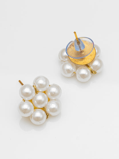 Aadita White & Gold Pearl Beaded Double Layer Necklace Set