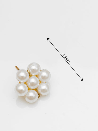 Aadita White & Gold Pearl Beaded Double Layer Necklace Set WNK4717