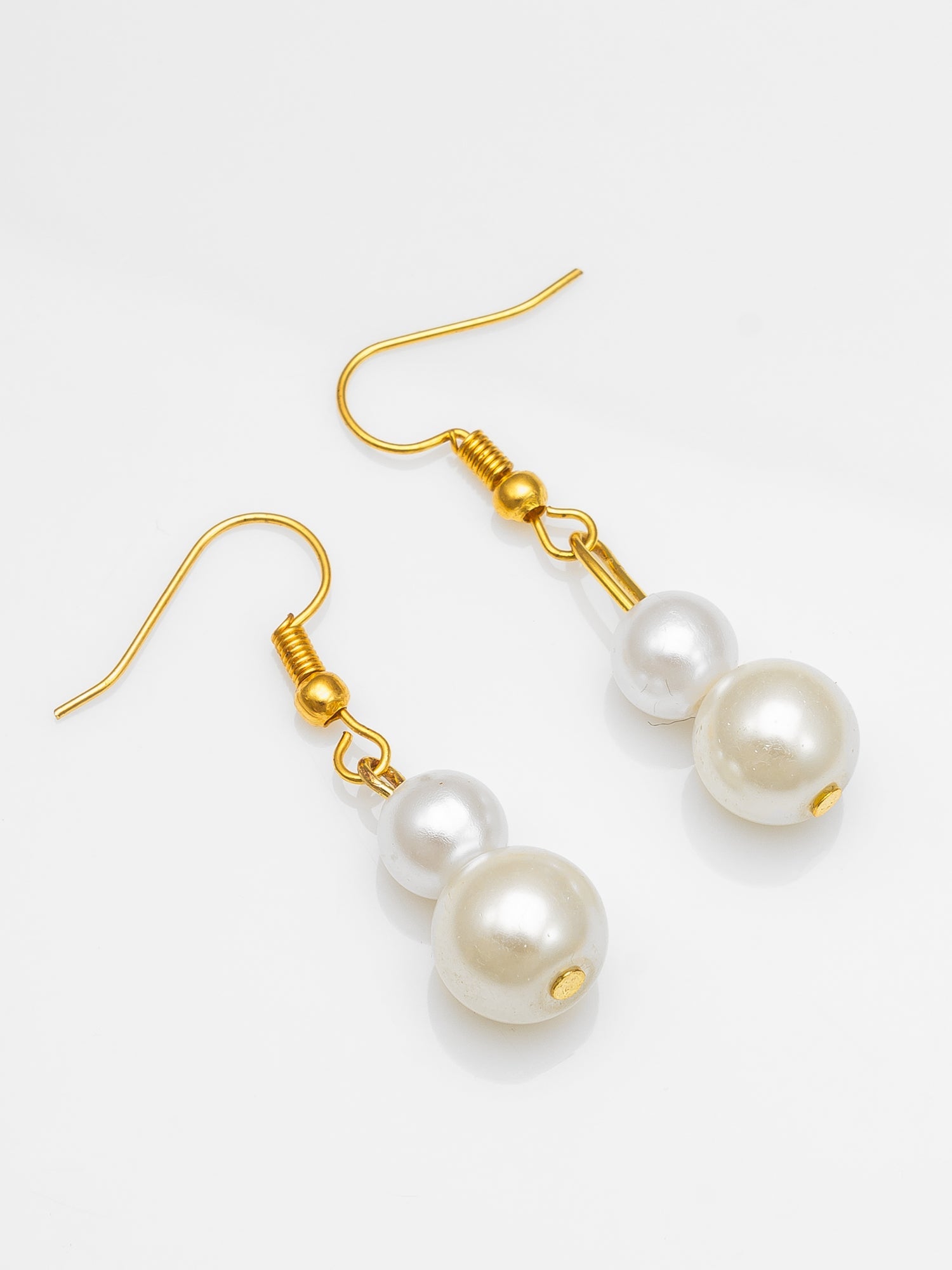 Aadita White Pearl Beaded Necklace Set with Drop Earrings for Women WNK4718