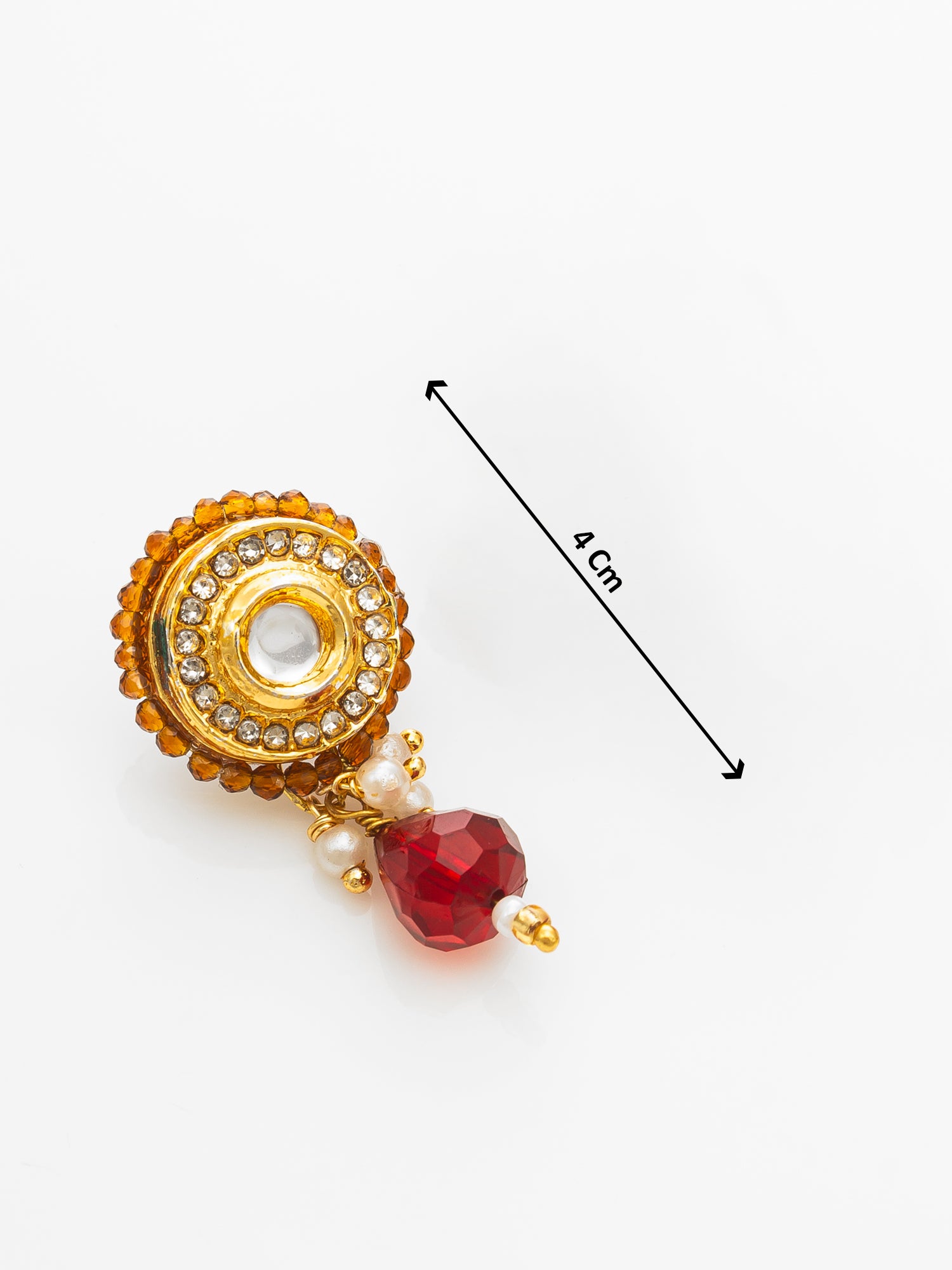 Aadita Gold-Plated Amber Beaded Kundan Necklace Set with Earrings