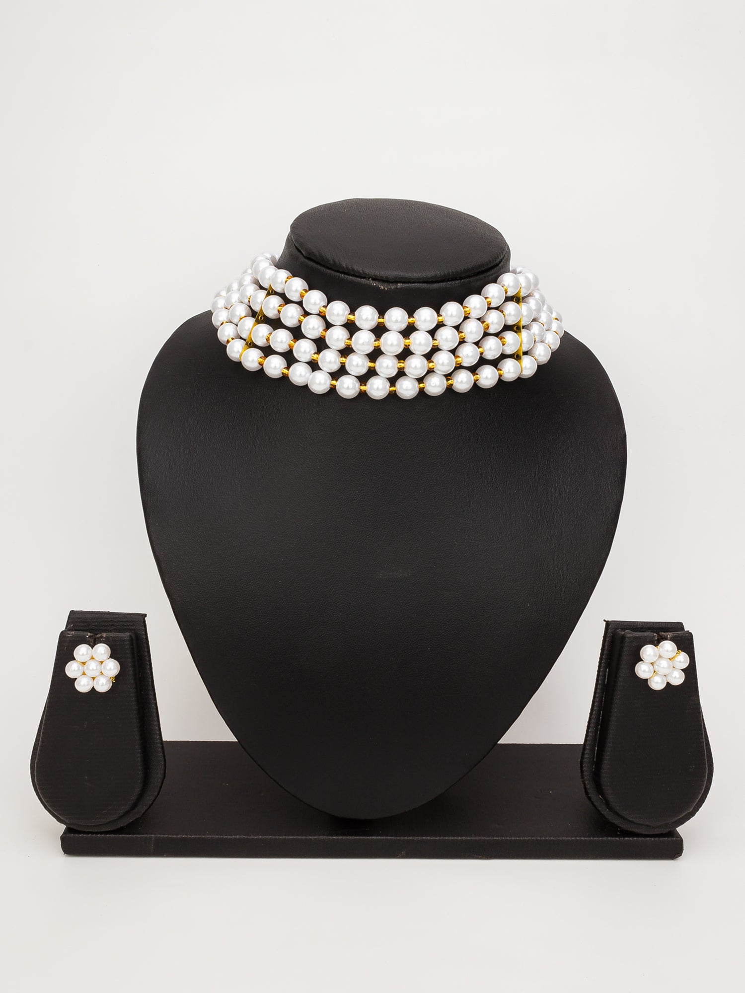 Aadita White Pearl Multi-Layer Bridal Necklace Set