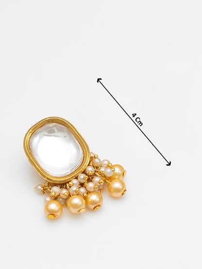 Aadita Gold-Toned Kundan Beaded Choker Necklace Set with Earrings
