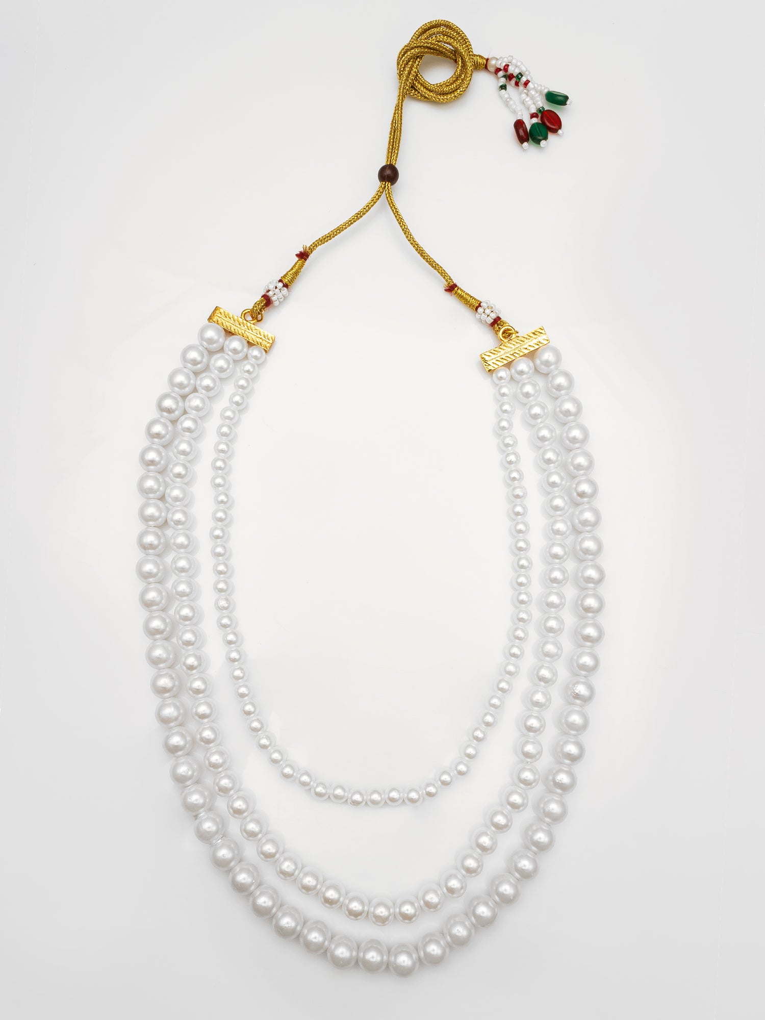 Aadita White Multi-Strand Pearl Beaded Long Necklace for Women