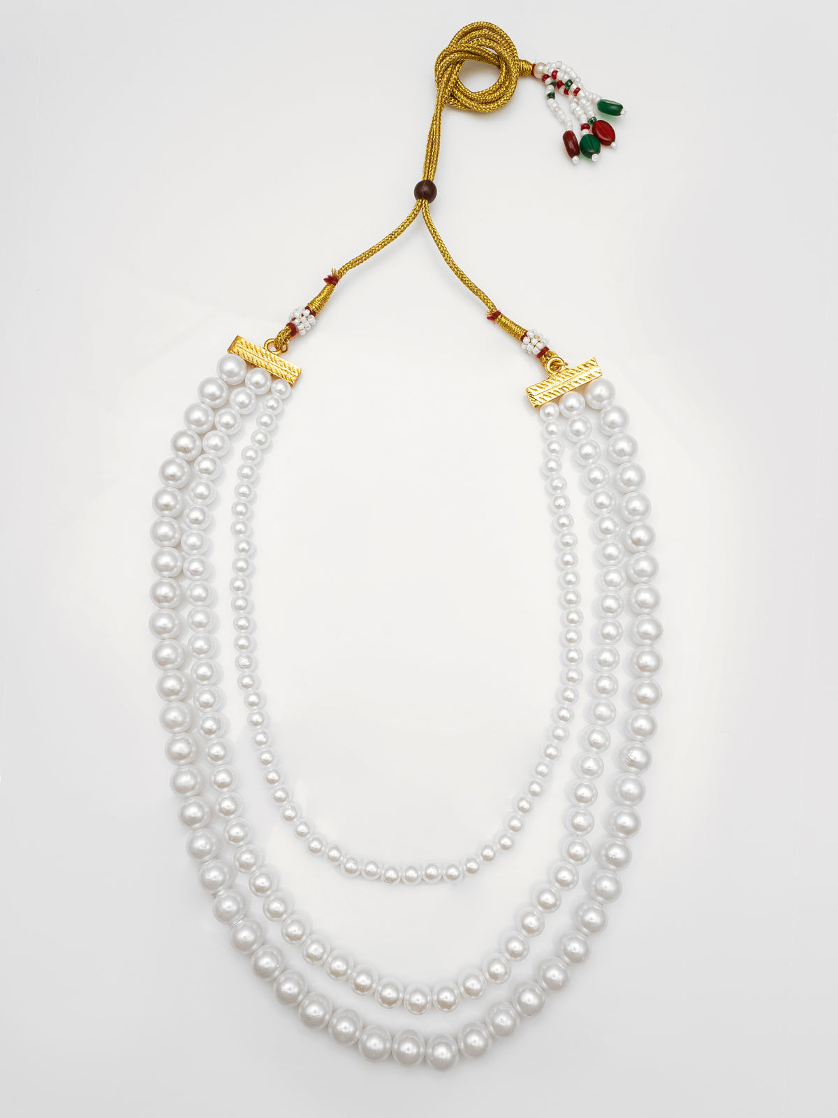 White Multi-Strand Pearl Beaded Long Necklace for Women