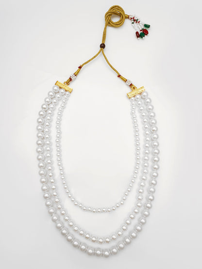 Aadita White Multi-Strand Pearl Beaded Long Necklace for Women WNK4731