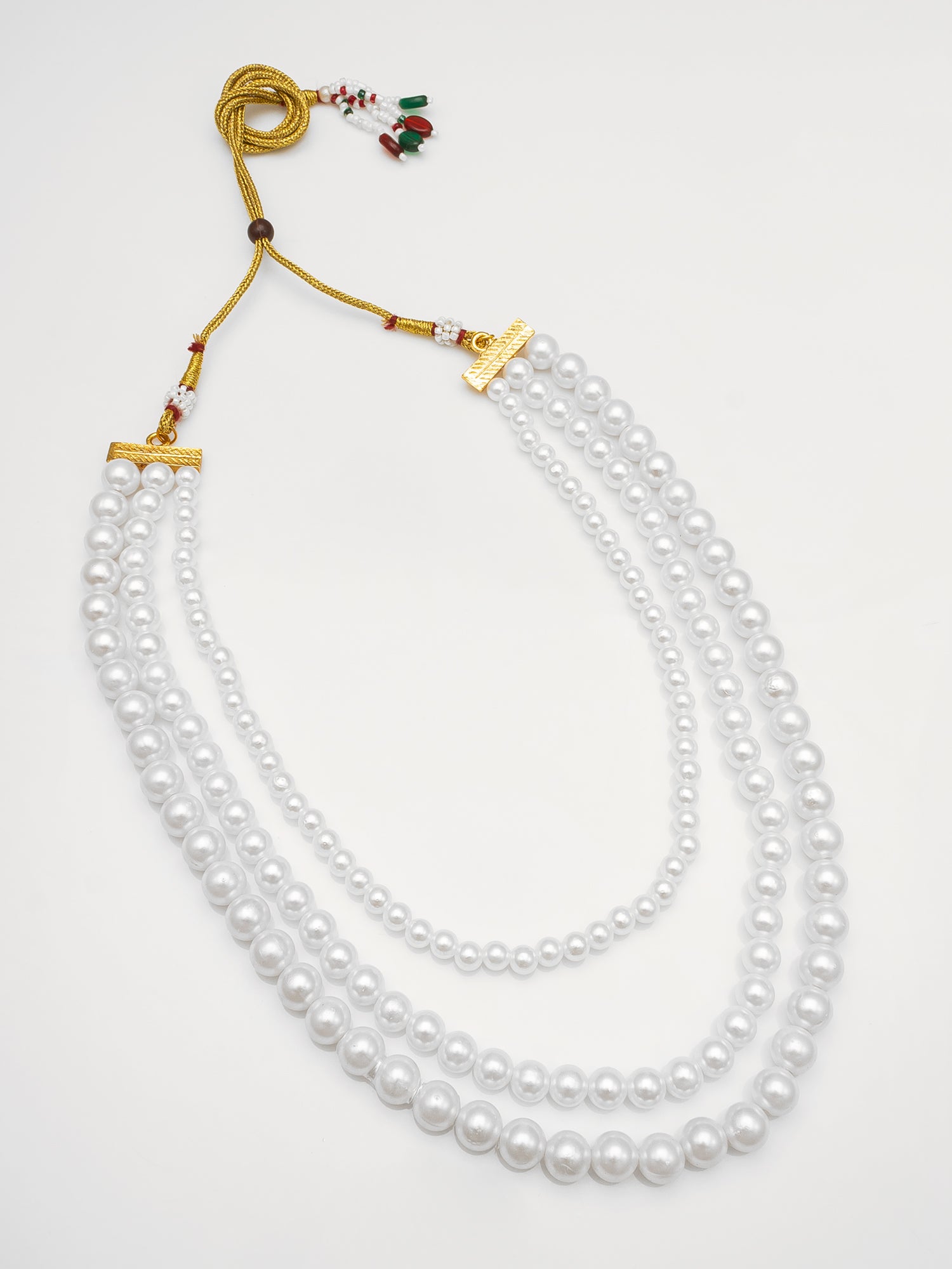 Aadita White Multi-Strand Pearl Beaded Long Necklace for Women