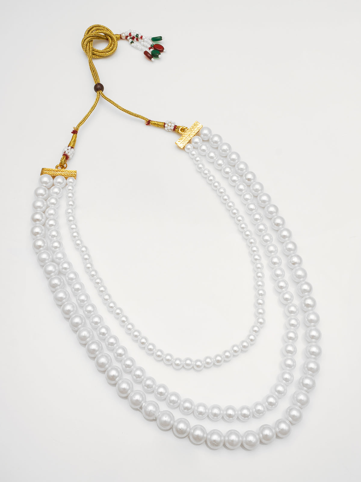 White Multi-Strand Pearl Beaded Long Necklace for Women
