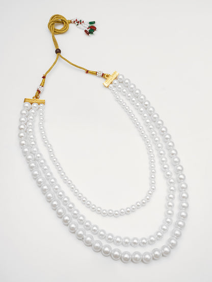 Aadita White Multi-Strand Pearl Beaded Long Necklace for Women