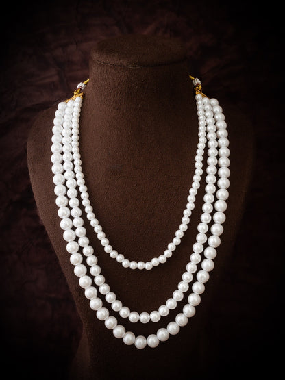 Aadita White Multi-Strand Pearl Beaded Long Necklace for Women WNK4731