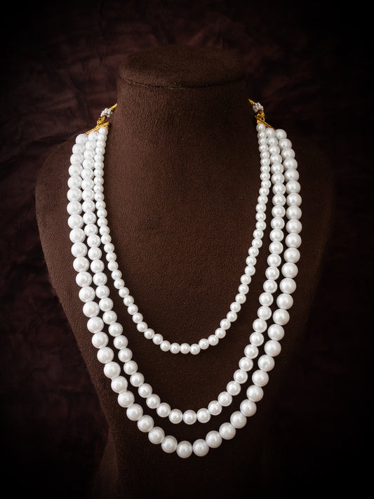 Aadita White Multi-Strand Pearl Beaded Long Necklace for Women WNK4731