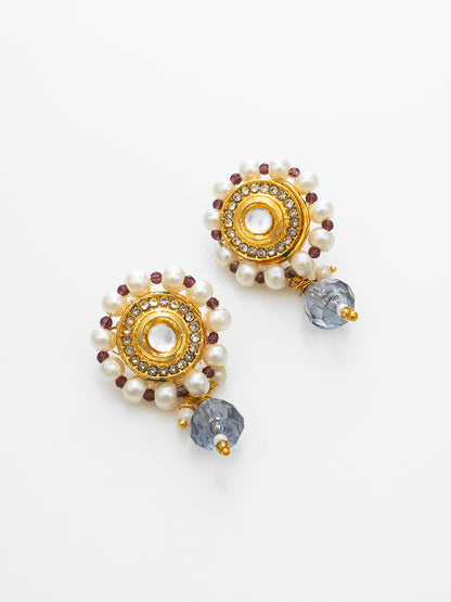 Aadita Gold Plated Blue Center Kundan Choker Necklace Set for Women