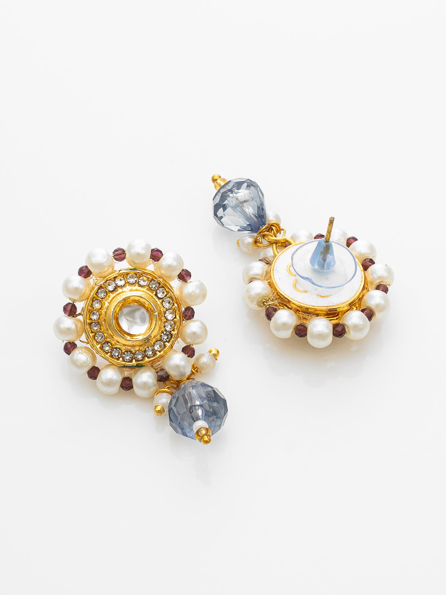 Aadita Gold Plated Blue Center Kundan Choker Necklace Set for Women