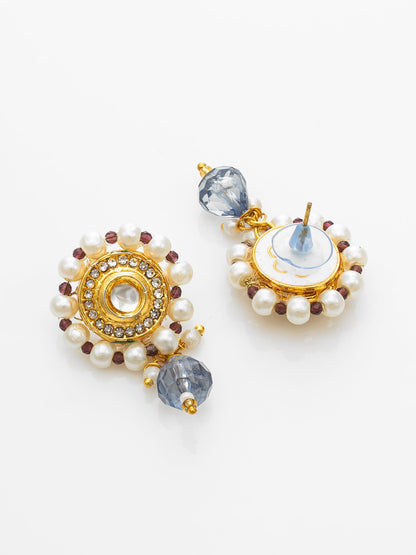 Aadita Gold Plated Blue Center Kundan Choker Necklace Set for Women WNK4741