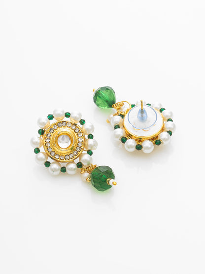Aadita Gold-Plated Green & White Kundan Choker Necklace Set WNK4743